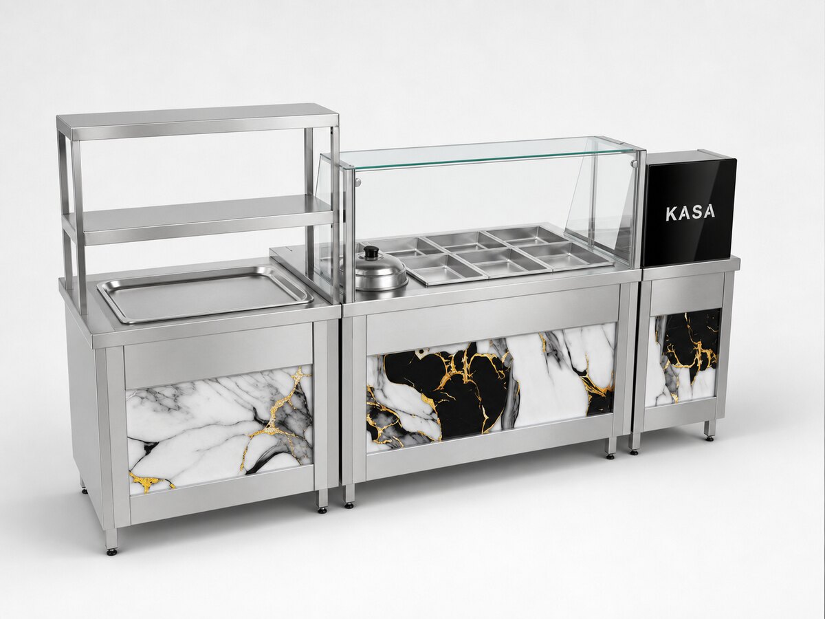 Camlı Benmarili Servis ve Kasa Seti — görünüm 2